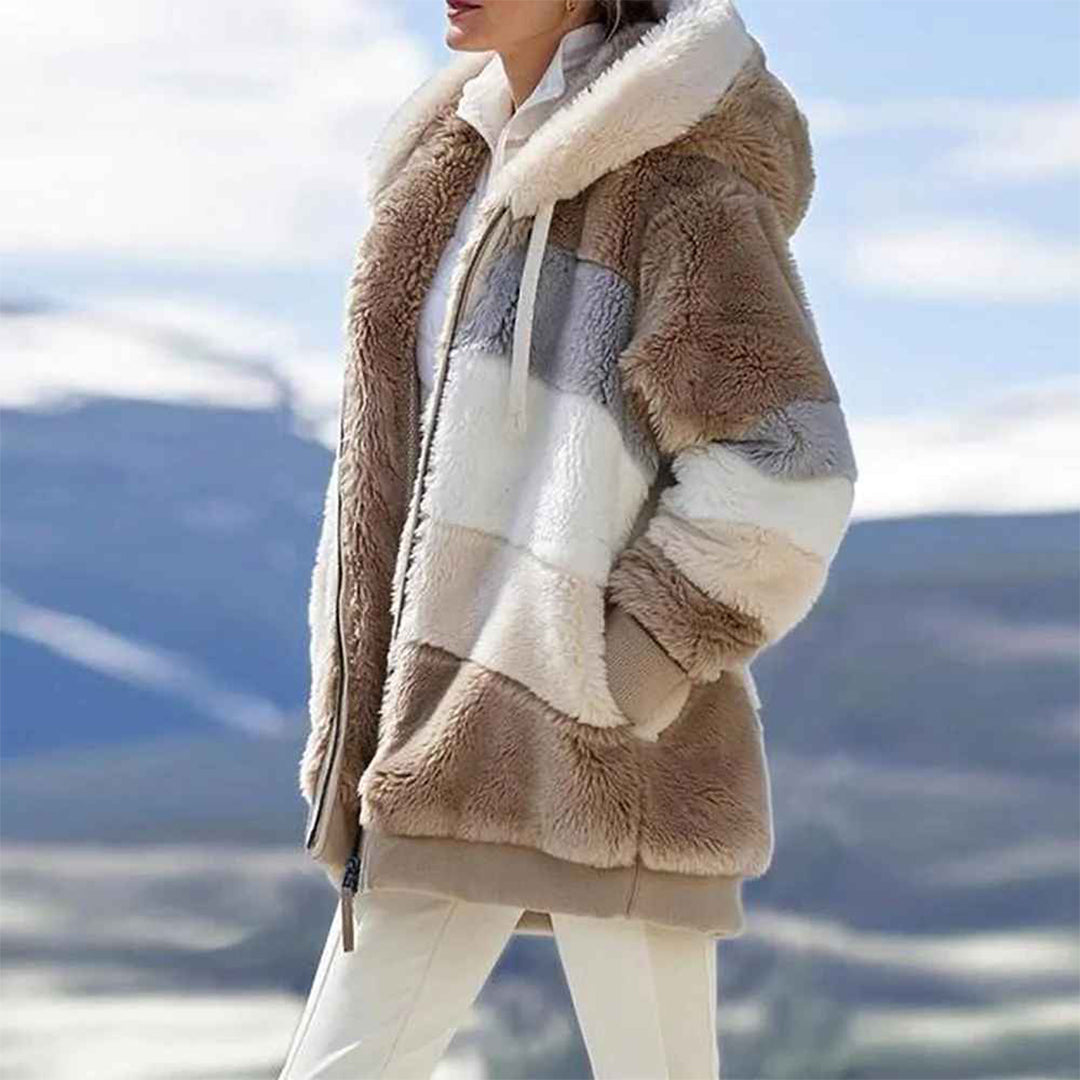 WW | Warme Oversized Damenjacke mit Kapuze Lange Ärmel Jacke für Kalte Tage