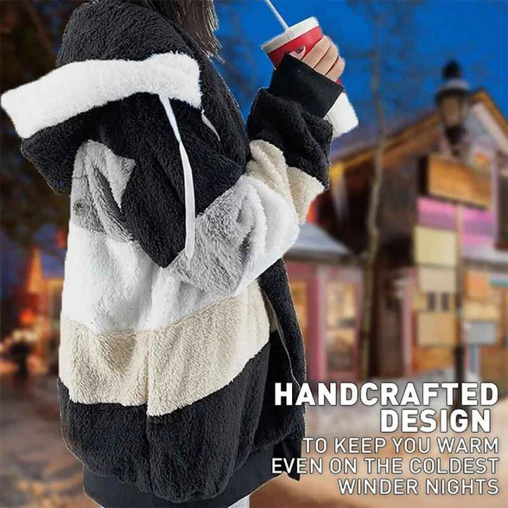 W&W Mode | Warme Oversized Damenjacke mit Kapuze Lange Ärmel Jacke für Kalte Tage