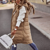 WW - Zip-Up - Kapuze - Lange Weste - Damenbekleidung