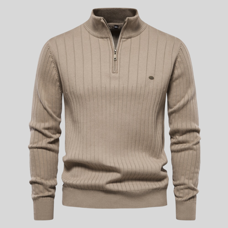 W&W Mode | mit halbem Reißverschluss hochgeschlossen W&W Mode | Rippenstrickpullover Herrenbekleidung