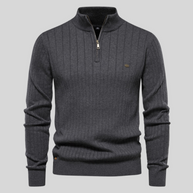WW | mit halbem Reißverschluss hochgeschlossen WW | Rippenstrickpullover Herrenbekleidung