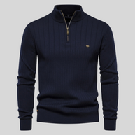 WW | mit halbem Reißverschluss hochgeschlossen WW | Rippenstrickpullover Herrenbekleidung