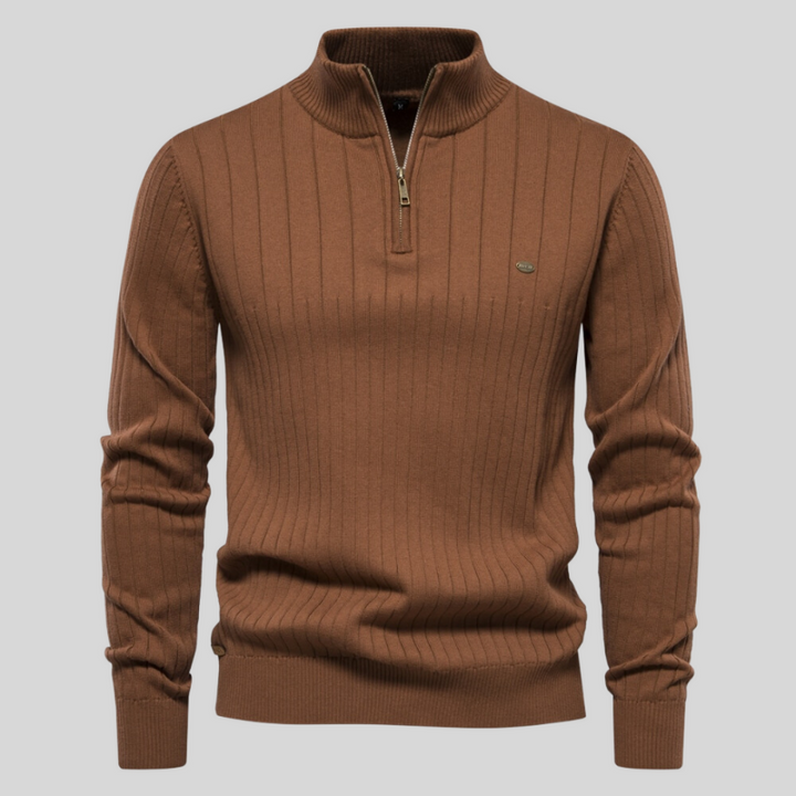 W&W Mode | mit halbem Reißverschluss hochgeschlossen W&W Mode | Rippenstrickpullover Herrenbekleidung