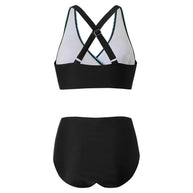 WW - Hoch tailliertes Push-Up-Halter-Bikini-Set für Damen