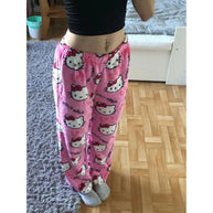 WW | Gemütlicher Katzenmuster Flauschiger Pj Hose Fleece