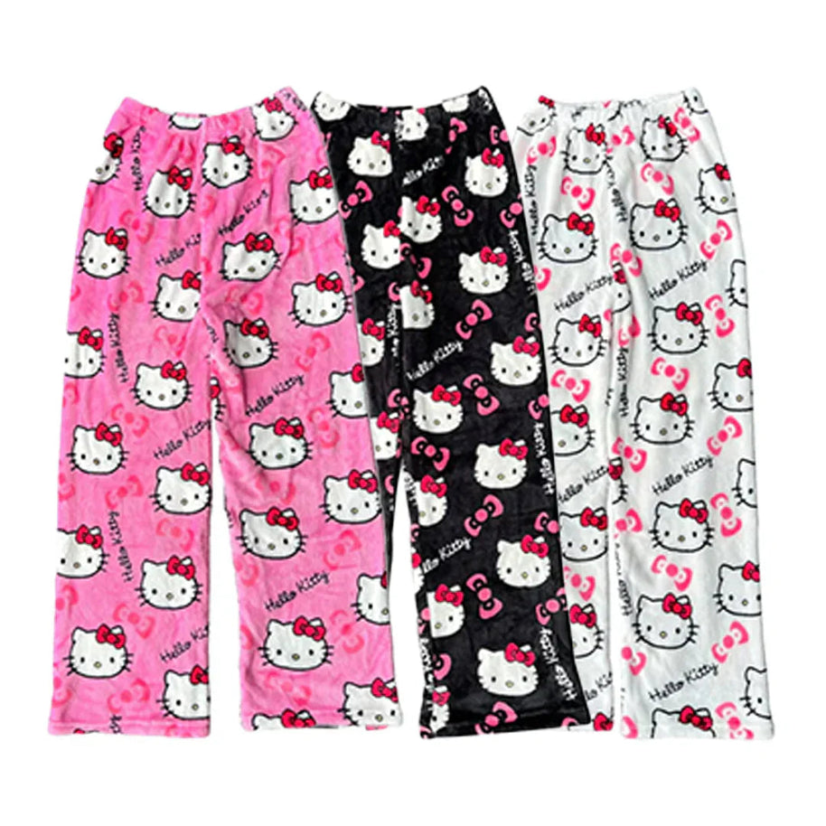 WW | Gemütlicher Katzenmuster Flauschiger Pj Hose Fleece