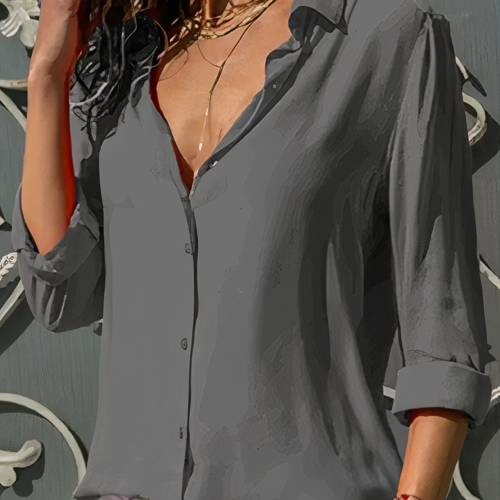 WW | Elegante Chiffon-Bluse mit Knopfleiste für Damen