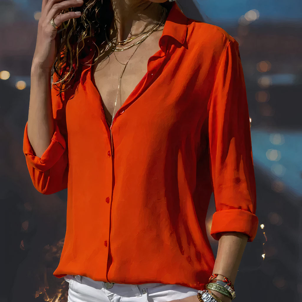 WW | Elegante Chiffon-Bluse mit Knopfleiste für Damen