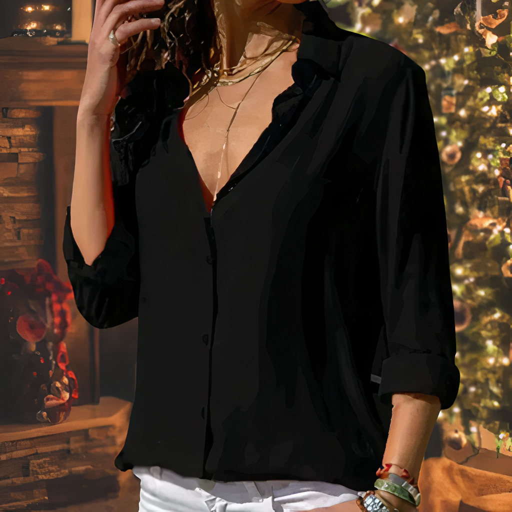 WW | Elegante Chiffon-Bluse mit Knopfleiste für Damen