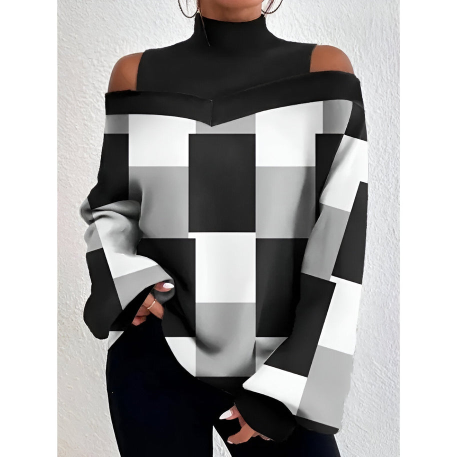 WW | Sexy Karierte T-Shirt mit Off-Shoulder Ärmeln