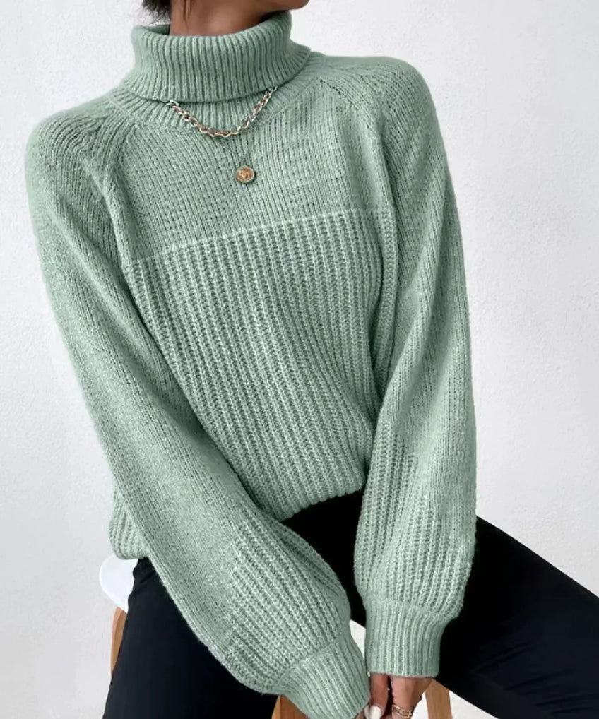W&W Mode | Legere Herbst Warme Strickrollkragenpullover für Frauen
