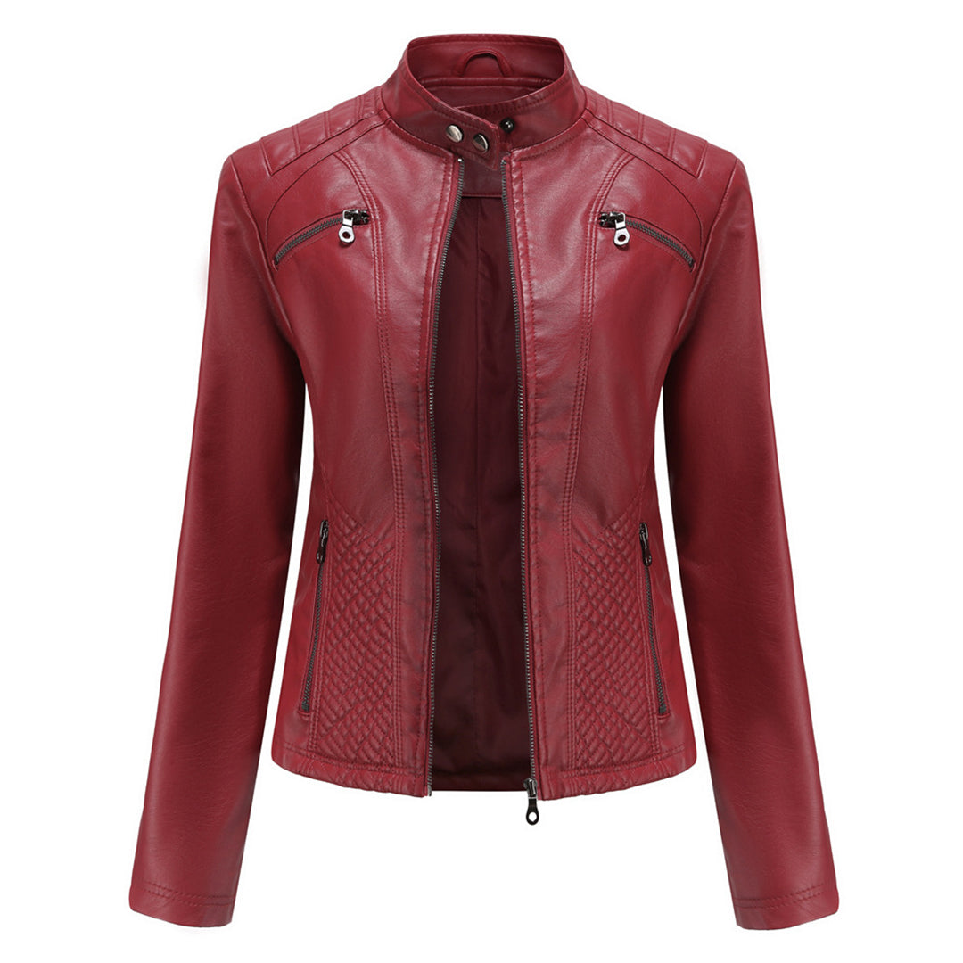 W&W Mode | Lederjacke für Damen - Modische Jacke mit Reißverschluss
