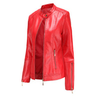 WW | Elegante Lederjacke mit Rundkragen und Knopfverschluss für Damen