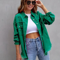 WW Denim Jacke | Übergroße zerrissene Denimjacke für Frauen