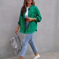 WW Denim Jacke | Übergroße zerrissene Denimjacke für Frauen