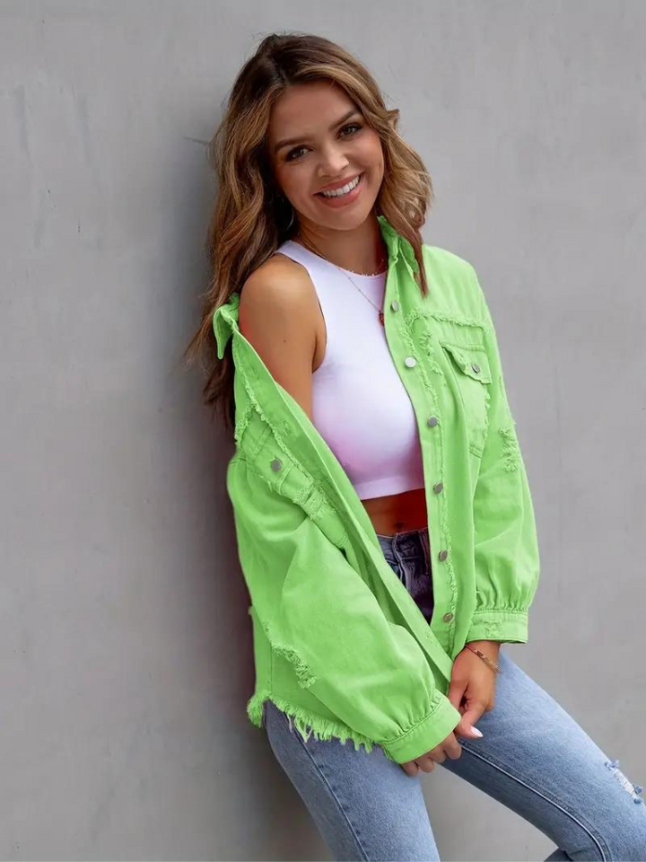 W&W Mode Denim Jacke | Übergroße zerrissene Denimjacke für Frauen
