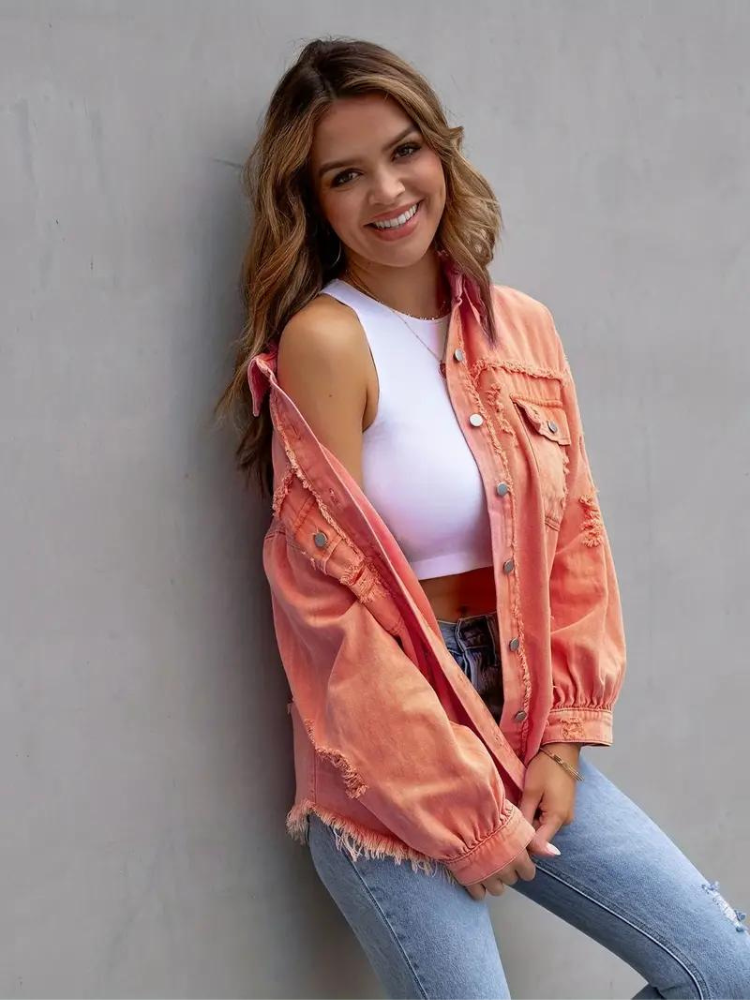 W&W Mode Denim Jacke | Übergroße zerrissene Denimjacke für Frauen