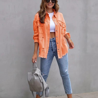 WW Denim Jacke | Übergroße zerrissene Denimjacke für Frauen