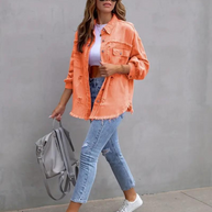 WW Denim Jacke | Übergroße zerrissene Denimjacke für Frauen