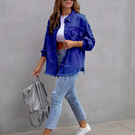 WW Denim Jacke | Übergroße zerrissene Denimjacke für Frauen