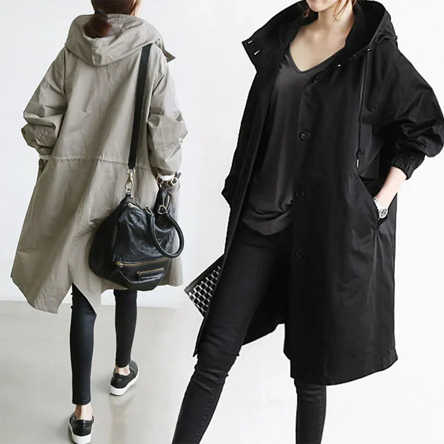 W&W Mode | Mit Kapuze Übergroß Parka Jacke Regenjacke für Damen