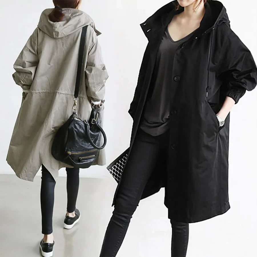 WW | Mit Kapuze Übergroß Parka Jacke Regenjacke für Damen