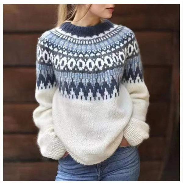 W&W Mode | norwegischer Yoke-Pullover - warmer skandinavischer Damenpullover