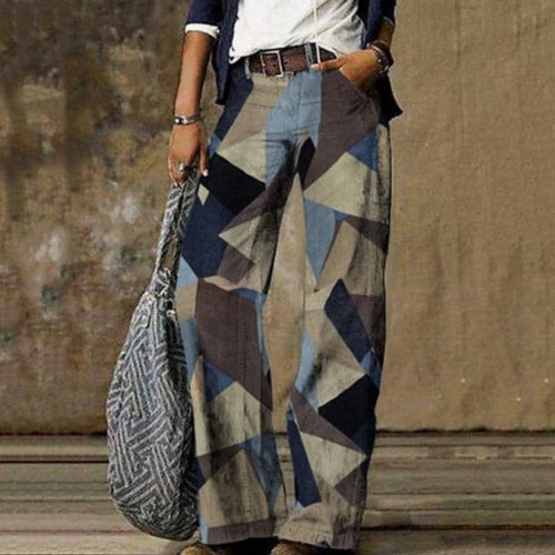 WW | Hose Hochgeschnitten Wide Leg Blumenmuster Luftig und Komfortabel