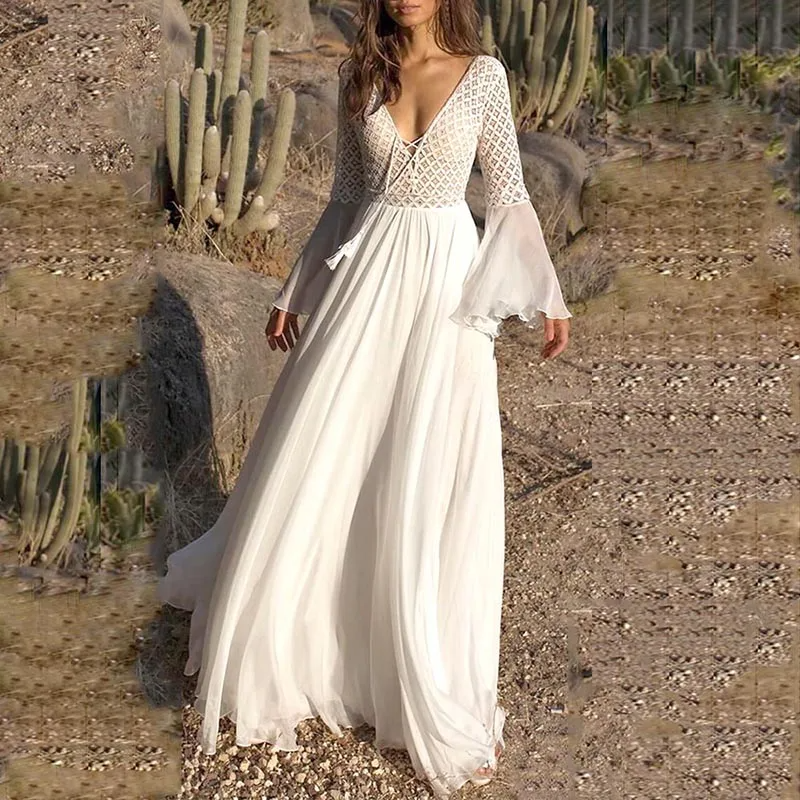 WW | Weißes Kleid Im Boho-Stil