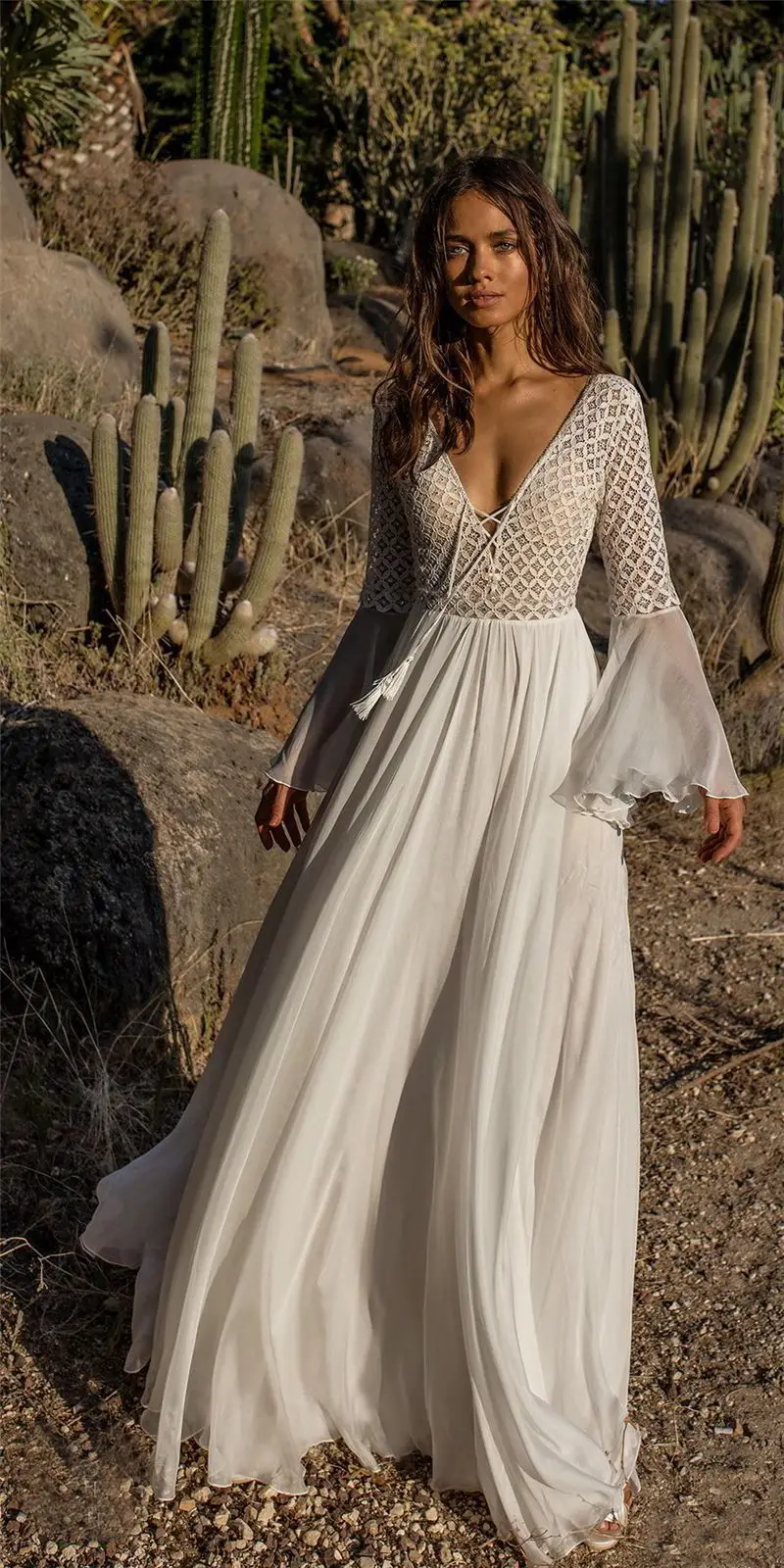 WW | Weißes Kleid Im Boho-Stil