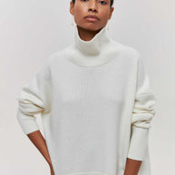 WW | Hoher Kragen Oversize Strickpullover Damen Strickwaren