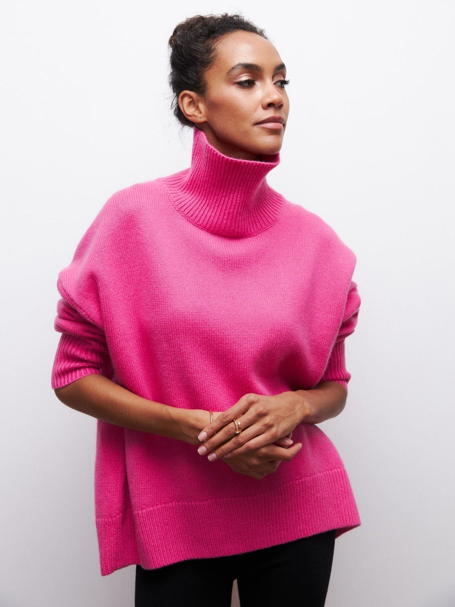 WW | Hoher Kragen Oversize Strickpullover Damen Strickwaren