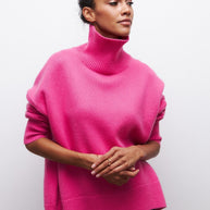 WW | Hoher Kragen Oversize Strickpullover Damen Strickwaren