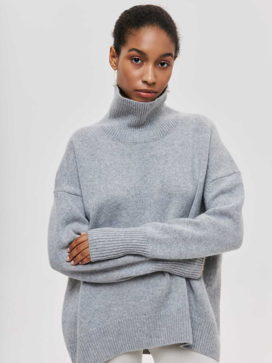 WW | Hoher Kragen Oversize Strickpullover Damen Strickwaren