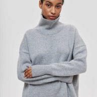 WW | Hoher Kragen Oversize Strickpullover Damen Strickwaren
