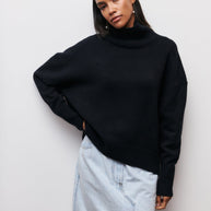 WW | Hoher Kragen Oversize Strickpullover Damen Strickwaren