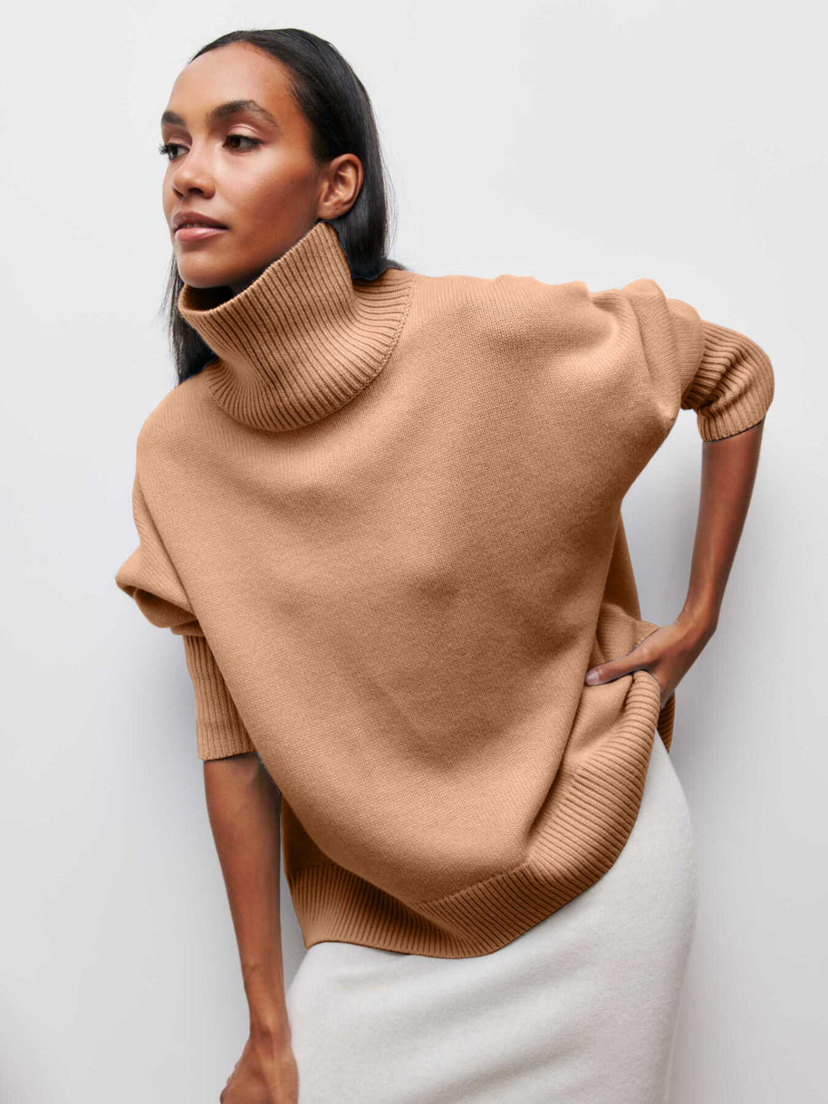 WW | Hoher Kragen Oversize Strickpullover Damen Strickwaren