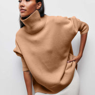 WW | Hoher Kragen Oversize Strickpullover Damen Strickwaren