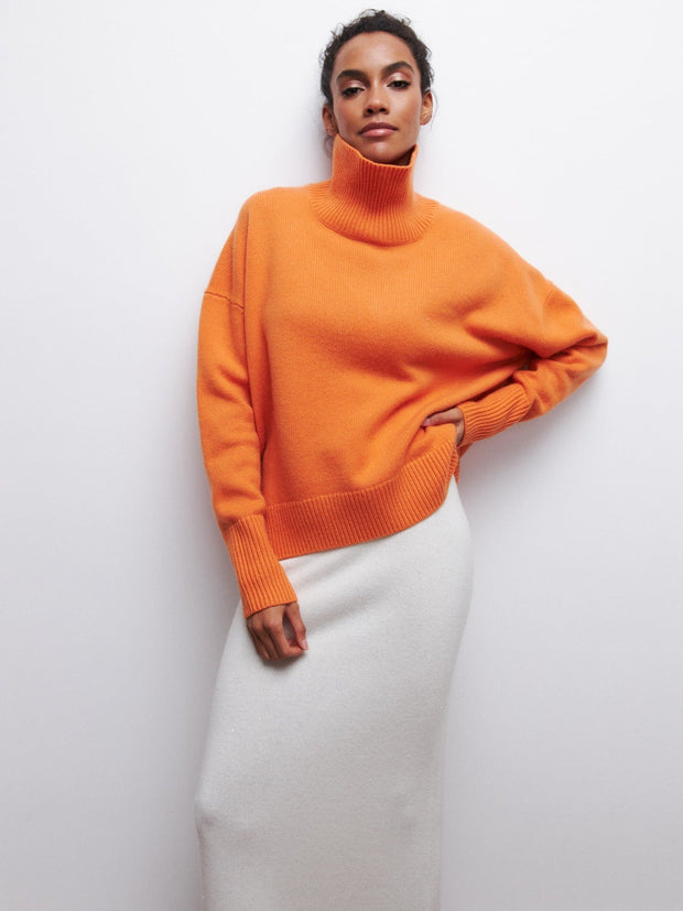WW | Hoher Kragen Oversize Strickpullover Damen Strickwaren