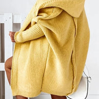 WW | Stilvolle Übergröße Kapuzenpulli Strickjacke