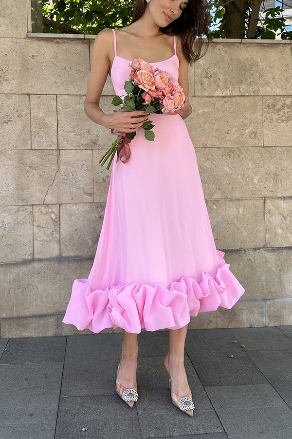W&W Mode | Strapless Midi Kleid mit Rüschen für Mitternachtsballetten