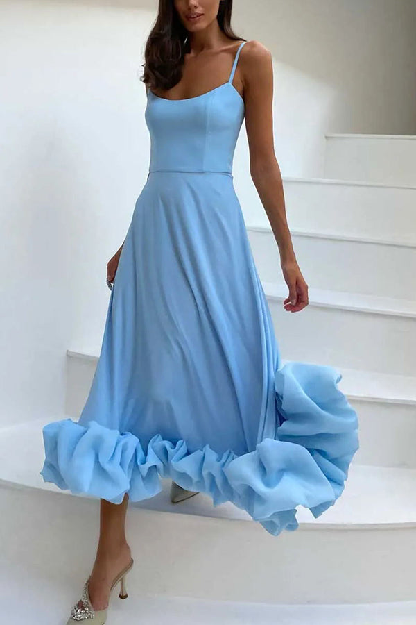W&W Mode | Strapless Midi Kleid mit Rüschen für Mitternachtsballetten
