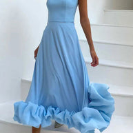 WW | Strapless Midi Kleid mit Rüschen für Mitternachtsballetten