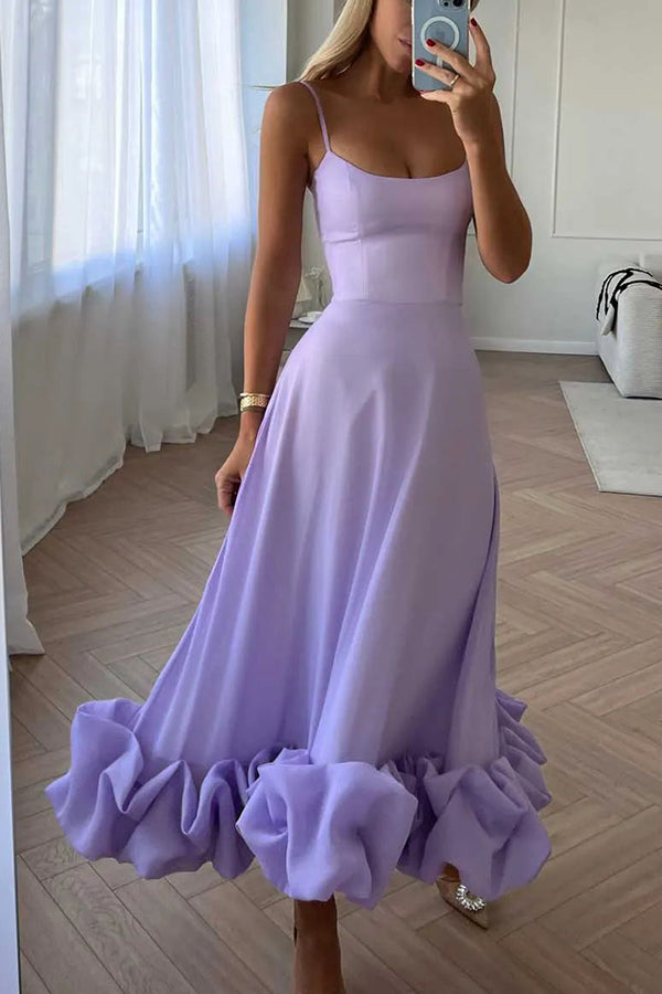 WW | Strapless Midi Kleid mit Rüschen für Mitternachtsballetten