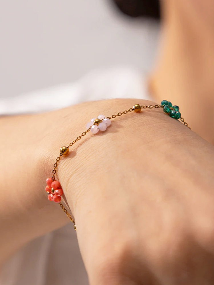 W&W Mode | Blumenarmband Gold Für Fröhliche Looks