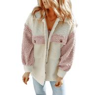 WW | Damen Teddy Jacke mit Kontrastärmel