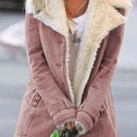 WW | und warme stilvolle Damenjacke mit luxuriösem Sherpa-Futter – bequeme lässige Winterjacke