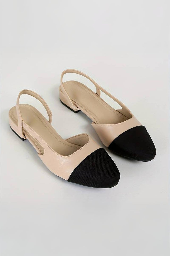 W&W Mode | Slingback Ballerinas in Beige & Schwarz Klassischer Chic