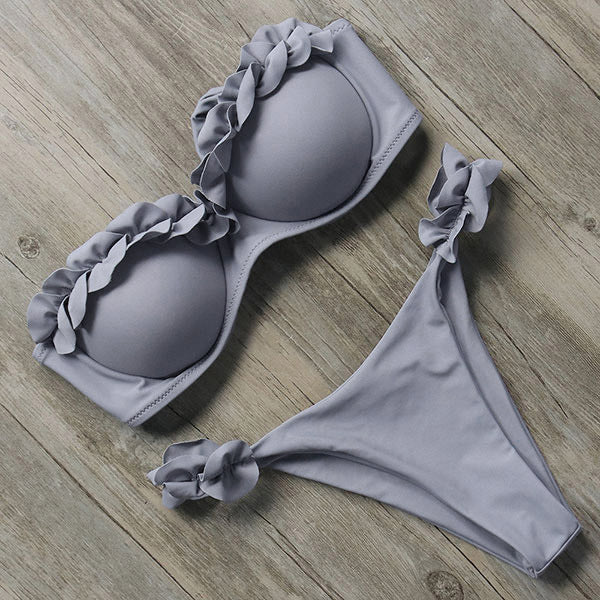 W&W Mode | Push-Up-Bikini-Set mit Rüschen für Damen