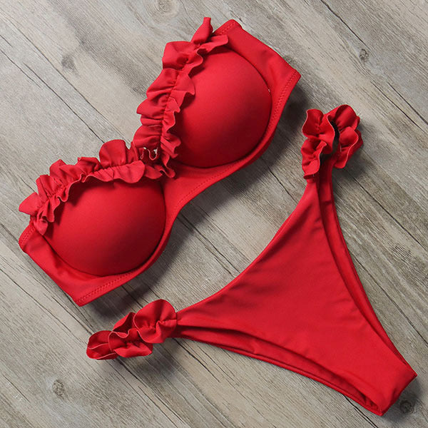 WW | Push-Up-Bikini-Set mit Rüschen für Damen